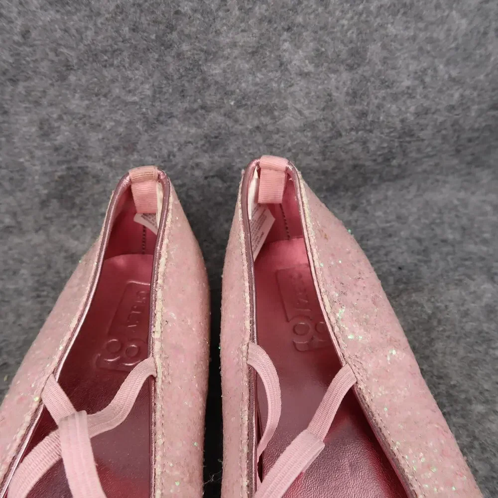 Crazy 8 Shoes Kids Girls 2 Ballet Flats Elastic Straps Pink Glitter Slip On Bow